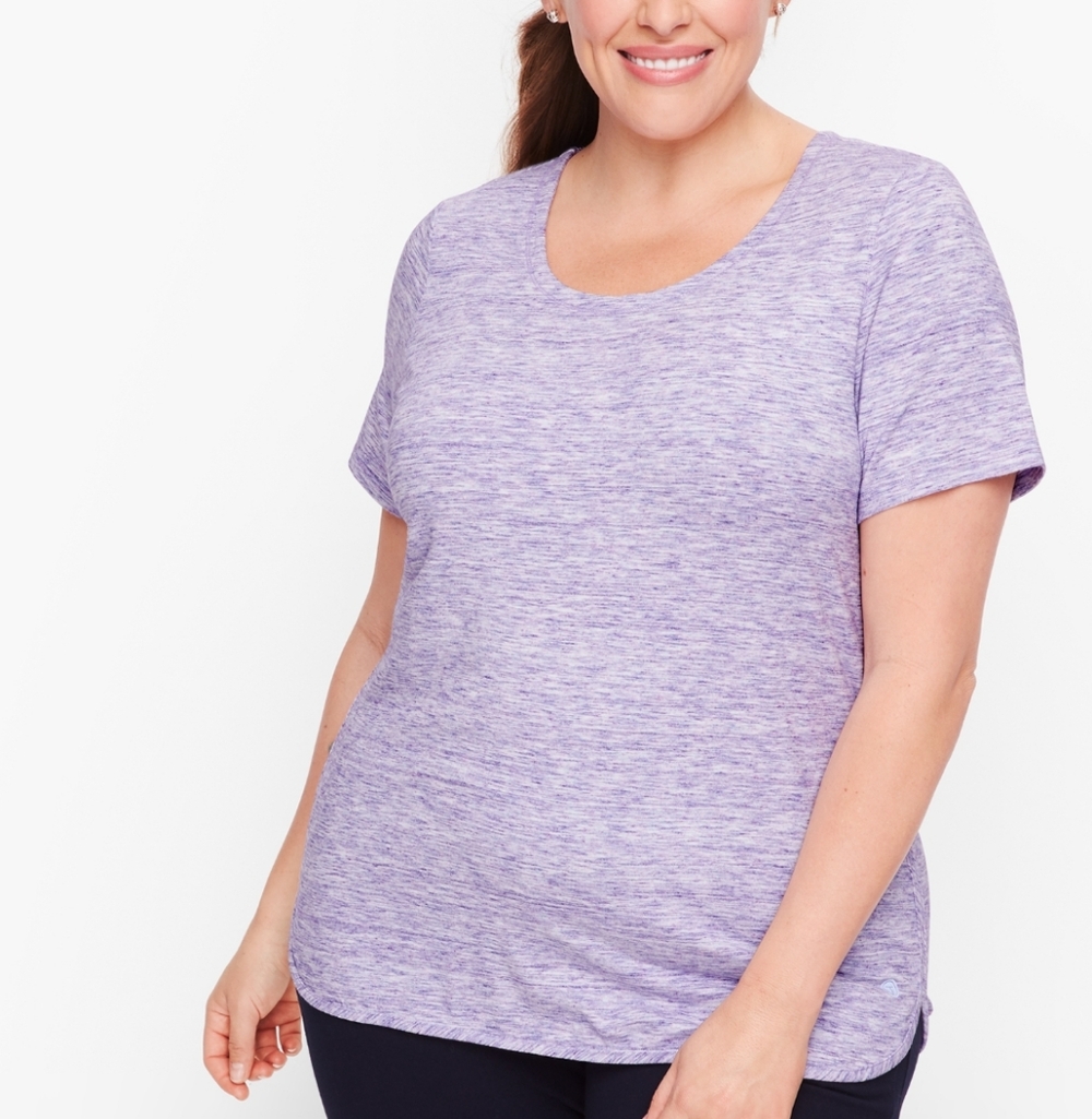 Talbots Fresh Jersey Tee, Heathered Purple Lavender, Cotton, 2X, XXL